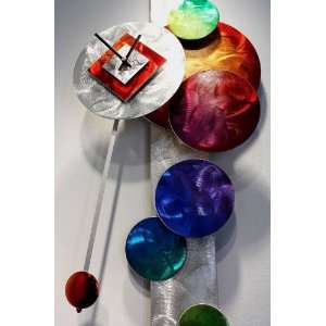  Abstract Art Pendulum Colorful Wall Clock: Home & Kitchen