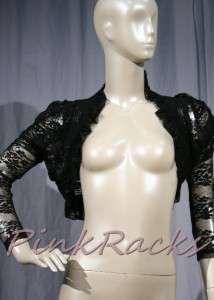 New Ruffle Lace Long Sleeve Bolero Shrug Black  