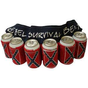Rebel confederate flag survival belt, beer belt 6 cans  