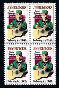 Famous C&W Singer Jimmie Rodgers on U.S. Postage Stamps  