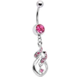  Pink Gem Distinctive Teardrop Belly Ring: Jewelry