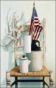 AMERICAN FLAG IN JUG ON CHAIR SINGLE SWITCH PLATE  