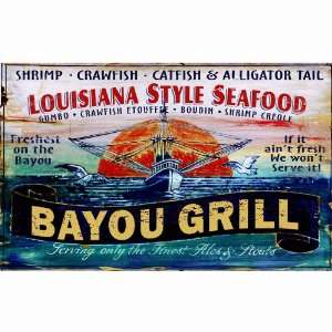  Bayou Grill Wood Sign Large Patio, Lawn & Garden