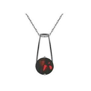  Sterling Silver Round Garnet Pendant Necklace: Jewelry