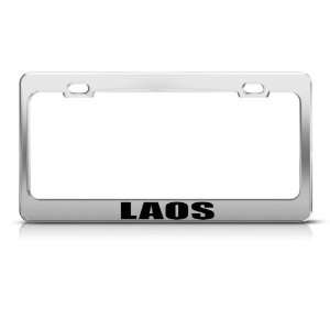  Laos Flag Chrome Country Metal license plate frame Tag 