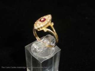 ANTIQUE 18 CT GOLD RUBY HALF PEARL CHESTER 1901 RING  