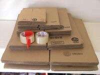 ASSORTED BROWN BOXES 5 SIZES PACKAGING SHIPPING TAPE  