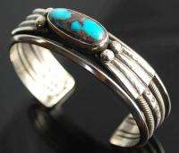 Native American Navajo Arland Ben Heavy Sterling BISBEE Turquoise Cuff 