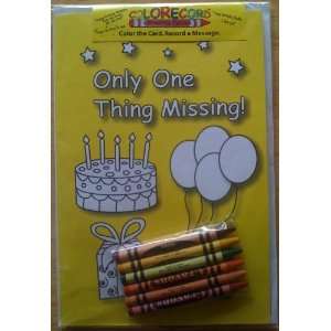 ColoRecord Recordable/Colorable Greeting Card   ONLY ONE THING MISSING 