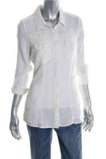 Free People NEW Button Down Shirt White Linen Sale Top M  