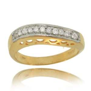  Diamond Anniversary Ring 10K 2 Tone Gold Wedding Band 