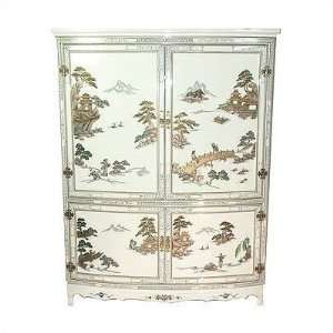    White Valley Chinese Carved 51 TV Cabinet Furniture & Decor