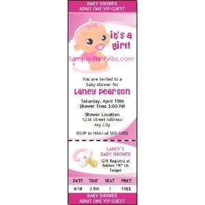   Baby Girl Pink Baby Shower Ticket Invitation: Health & Personal Care