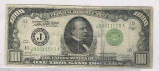 1928 $1000 Gold Federal Reserve Note Low Serial Much rarer than the 