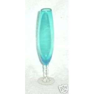  Blue & Crystal Glass Bud Vase 
