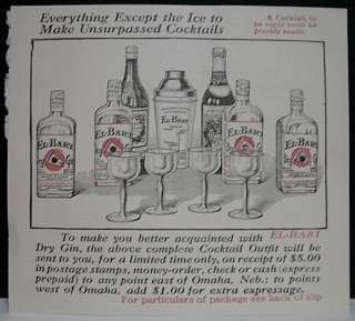 Pre pro El Bart Dry Gin Offer Advertisement   New York  