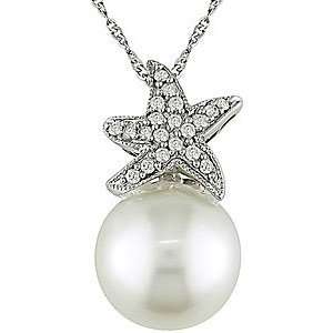    Cultured South Sea Pearl Diamond Starfish Necklace Jewelry