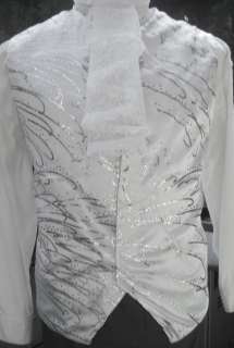 Mens High Style Sparkling White & Glitter Formal Regency Rococo Vest 