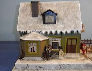   BEAUTIFUL SANTA GNOME AND SNOWMAN LIGHT HOUSE ANTIQUE GERMAN 1930  s