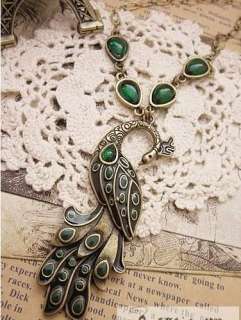 Elegant Green Peacock short necklace X056 T  