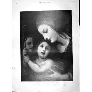    1894 Antique Portrait Virgin Mother Child St. John