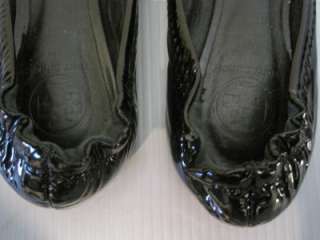 GIRLS, BLACK, PATENT LEATHER, AUTHENTIC TORY BURCH CLASSIC FLAT   SIZE 