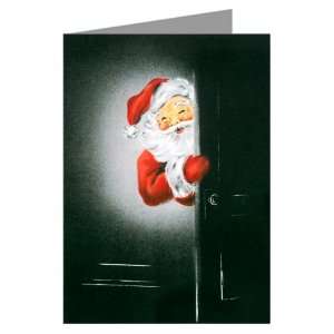 Vintage Santa Peeking Around A Door at Christmas Eve 