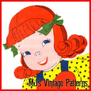 Vintage Girl Doll Pattern with Heart Bib Overalls  