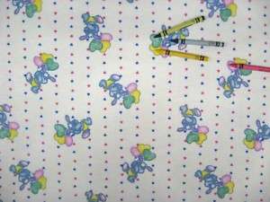 Bunnies with Balloons 45 Wide FLANNEL Fabric by yard  