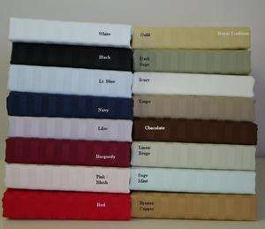 300TC 100% Egyptian Cotton Sateen Weave Striped Sheet Set  F, Q, K 