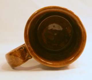 Antique 1800s Stoneware Pottery Mug Albany Slip Bird  