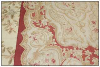 X8 French Aubusson Area Rug MUTED SOFT ANTIQUE RED BEIGE Rose 