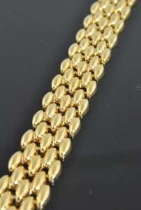   18K Yellow Gold Wide Panther Dome Link Chain Bracelet 6.75 Heavy