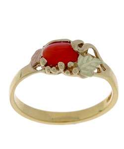 Black Hills Gold and Oxblood Coral Ring  