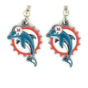   Miami Dolphins Logo Dangling Earrings (Set of 2): Sports & Outdoors