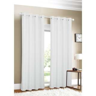 Linen Grommet Top 96 inch White Curtain Panel  