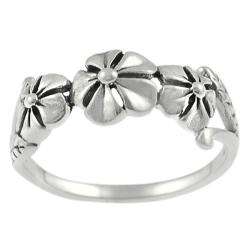 Sterling Silver Three flower Ring  
