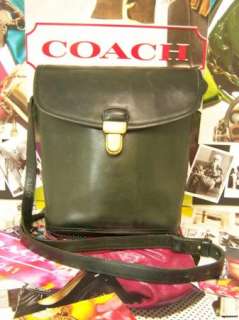   Vintage Dark Green Leather Shoulder Bag Purse Handbag Tote RARE  