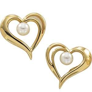  3MM Round White Pearl Earrings  14K GEMaffair 