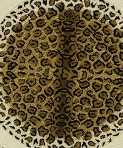 Handmade  Leopard Print Wool Rug (36 Round)  Overstock