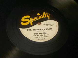 ROY MILTON 78 RPM BLUES RECORD, GOOD SHAPE  