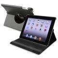 Black 360 degree Swivel Leather Case for Apple iPad 2/ 3 