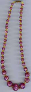 ITALY VINTAGE WEDDING CAKE PINK GLASS BEADS NECKLACE  