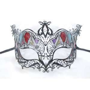  Black Multicolored Laser Cut Metal Venetian Masquerade 