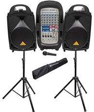 Behringer EPA900 900w 8 Channel Compact Pa System+2) Stands+Carry Case 