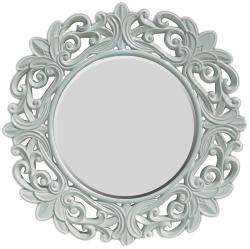 Round Framed Glossy White Wall Mirror  