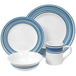   Impressions Blue Swirls 16 piece Dinnerware Set  