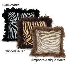 Zebra Print Pillow with Feather Trim  Overstock
