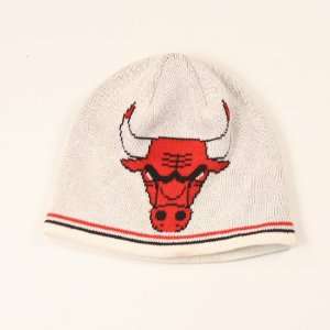 Chicago Bulls Big Logo Knit Beanie (White):  Sports 