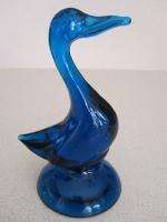   ART GLASS BLUENIQUE BLUE 5 TALL DUCK BIRD Figurine Gorgeous!  